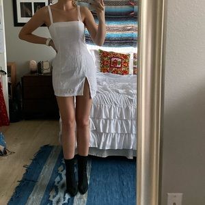 Bec & Bridge white linen mini dress